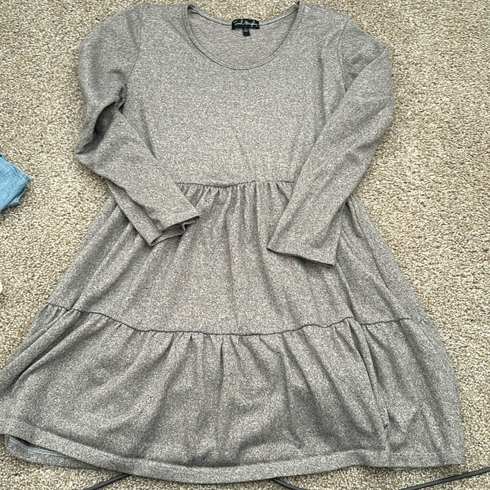 Floral Atmosphere Grey Sweater Dress